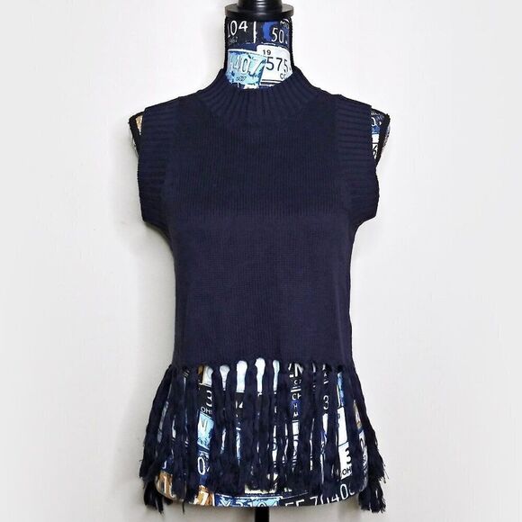 FINDERS KEEPERS Fringe Sleeveless Sweater Top Boho Graduates Tomorrow Knit XS - Picture 2 of 13